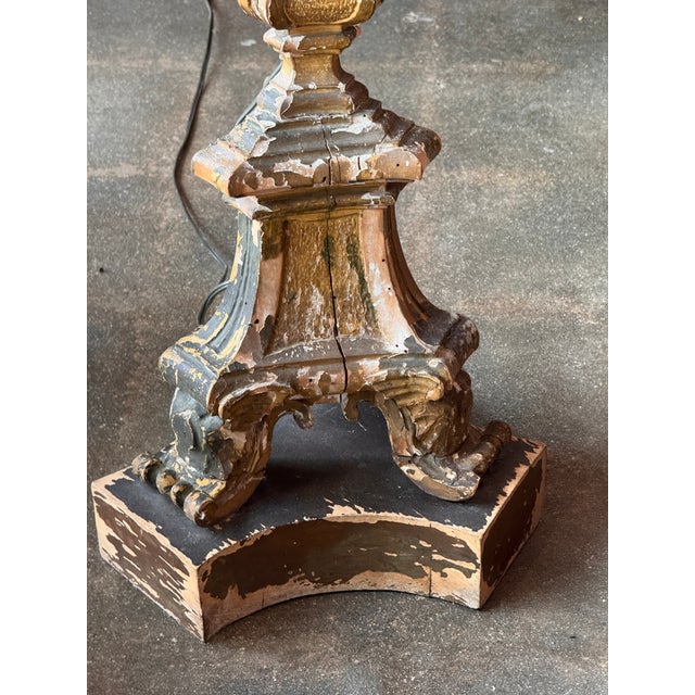 Wood 19th Century Italian Carved Floor Lamp For Sale - Image 7 of 11