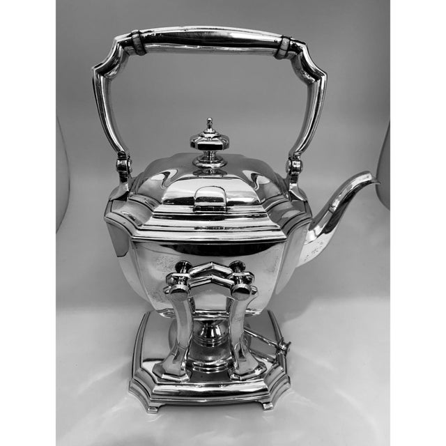Mid 20th Century Mid 20th Century Six-Piece Tiffany & Co. Sterling Silver Kettle on Cradle W Serving Tray 7.3 Kg For Sale - Image 5 of 17