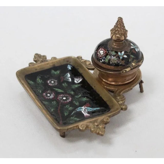 Small Napoleon III Inkwell in Bronze and Enamel, 19th Century For Sale - Image 4 of 18