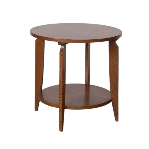 1930s French Oak Art Deco Gueridon Table For Sale