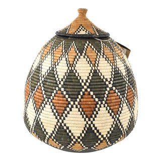 South African Contemporary Lidded Basket For Sale