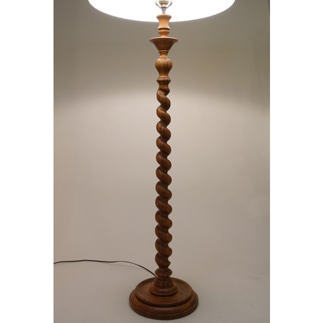 Traditional 1930s Neo Classic Empire Regency Cherry Ash Carved Barley Twist Floor Lamp For Sale - Image 3 of 13