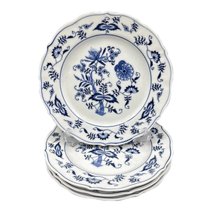 1990s Blue Danube Onion China Salad Plates, Japan- Set of 4
