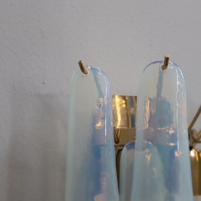 Gilt and Opaline Murano Glass Petal Wall Sconces from La Murrina, 1980s, Set of 2 For Sale - Image 11 of 13