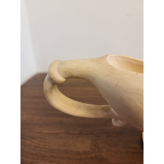1930s Rare Fulham Pottery Sculptural Bowl, Hand-Signed Adler Ware, Spry-Era English Art Pottery Centrepiece, Unglazed Cream Vessel For Sale - Image 5 of 8
