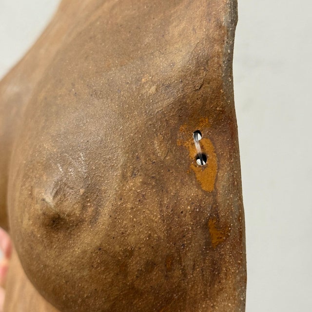 Brown Vintage Realist Signed Ceramic Torso Wall Sculpture For Sale - Image 8 of 10