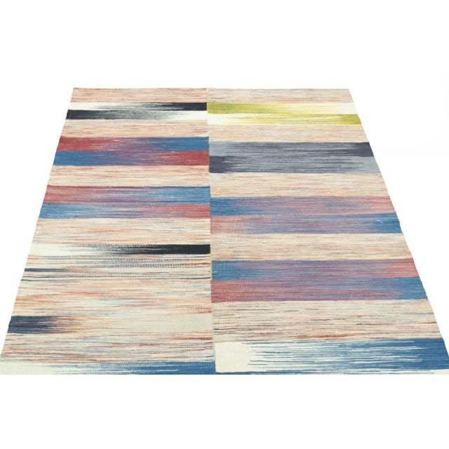 Modern Handwoven Designer Kilim Rug For Sale - Image 3 of 9