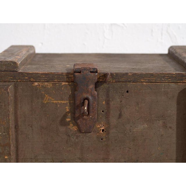 Small Antique Olive Green Chest, 1920s For Sale - Image 11 of 14