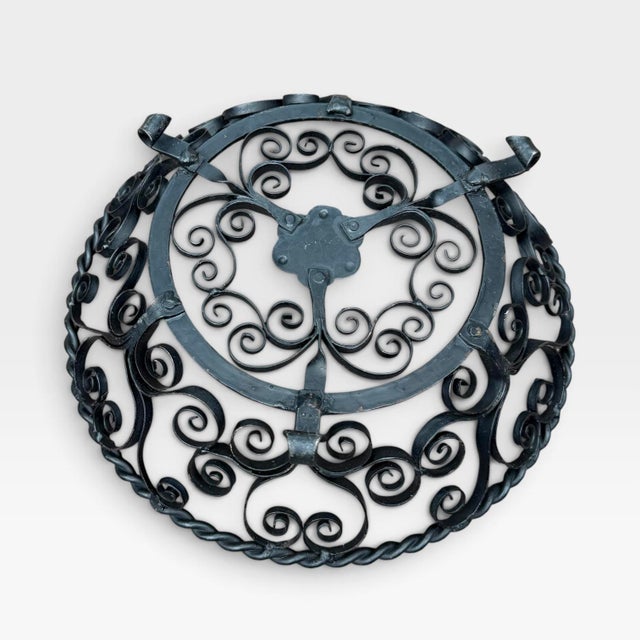 German Wrought Iron Scrollwork Footed Fruit Basket - Mid 20th Century For Sale - Image 12 of 15