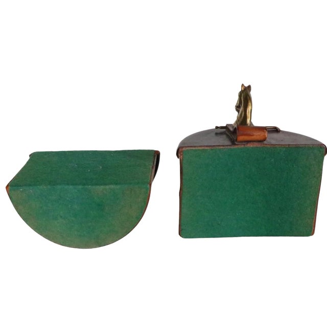 Mid 20th Century Pr. Leather Art Deco Horse Bookends C 1930's For Sale - Image 5 of 12