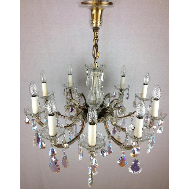 Mid 20th Century Mid 20th Century French Marie Theresa Chandelier With Colored Rock Crystals 10 Arms For Sale - Image 5 of 6