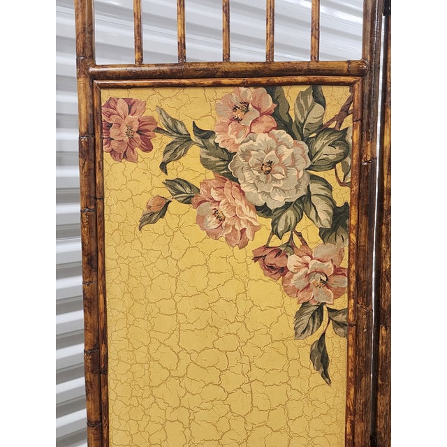 Mustard Vintage Tortoise Bamboo 3-Fold Screen Room Devider For Sale - Image 8 of 12