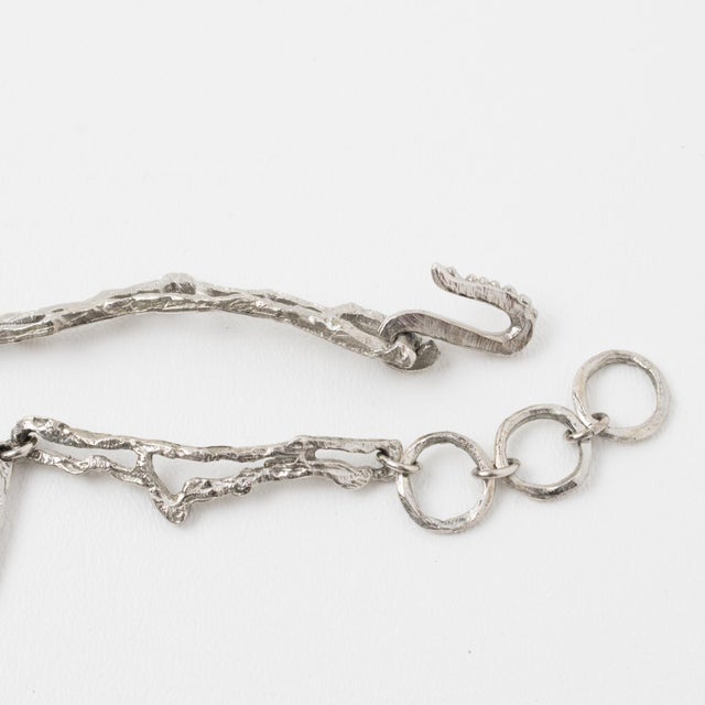 Metal Christian Lacroix Paris Silvered Necklace With Jeweled Brutalist Medallion For Sale - Image 7 of 13