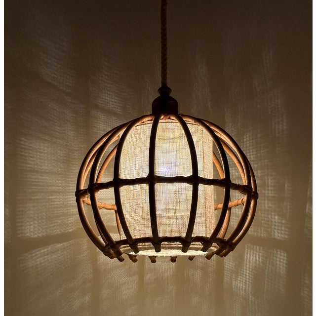 Large Bamboo Globe Pendant Lamp, Italy, 1970s For Sale - Image 12 of 14