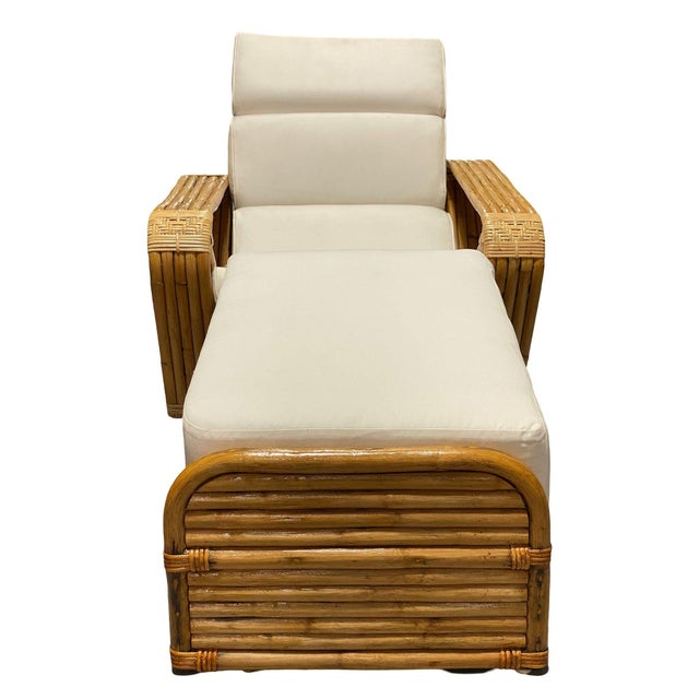 Extremely rare, museum-quality five-strand square pretzel Chaise Lounge chair was designed by Paul T. Frankl in 1934 using...