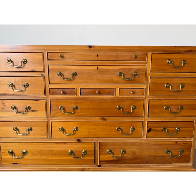 Wood Vintage Link-Taylor Solid Pine Wood 17-Drawer Dresser For Sale - Image 7 of 17