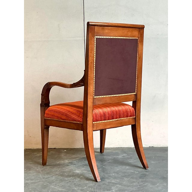 Neoclassical Vintage Regency Red Striated Empire Arm Chair For Sale - Image 3 of 7