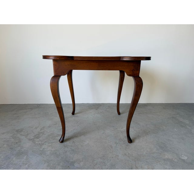 Hollywood Regency Vintage Hollywood Regency Italian Quatrefoil Wood Game Table For Sale - Image 3 of 12