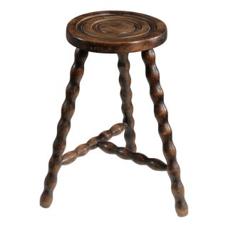 High Wooden Tripod Stool, France, 1950s For Sale