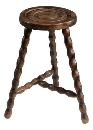 High Wooden Tripod Stool, France, 1950s