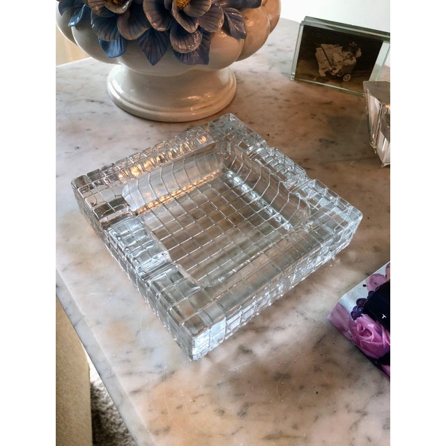 Mid 20th Century Art Deco Cut Glass Checkered Ashtray For Sale - Image 4 of 5