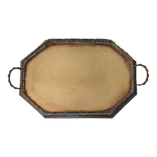 Vintage Faux Bamboo Brass Tray For Sale
