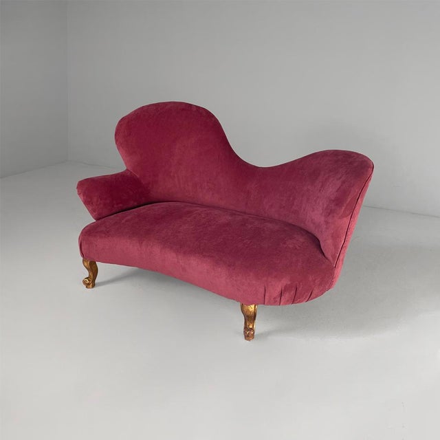 Italian Sofa in Purple-Ret Velvet and Wood, 1930s For Sale - Image 13 of 13