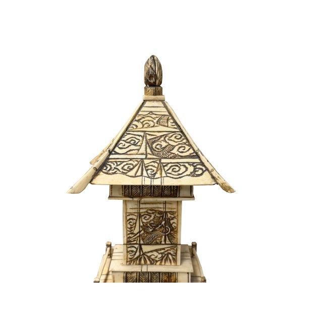 Vintage Oriental Pagoda Shrine Buddha Collectible Display Art Figure For Sale - Image 14 of 16