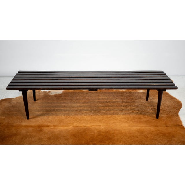 George Nelson Mid-Century European Slat Bench or Coffee Table, Yugoslavia, C. 1960s For Sale - Image 4 of 16