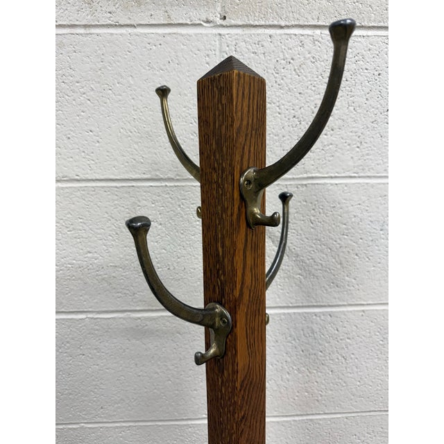Antique Arts and Crafts Mission Quarter Sawn Oak Hall Tree Coat Rack For Sale In Kansas City - Image 6 of 7
