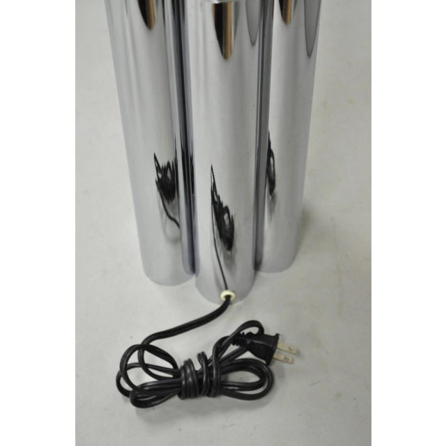 Vintage Mid Century Modern Sculptural Stacked Chrome Skyscraper Table Lamp For Sale - Image 10 of 12