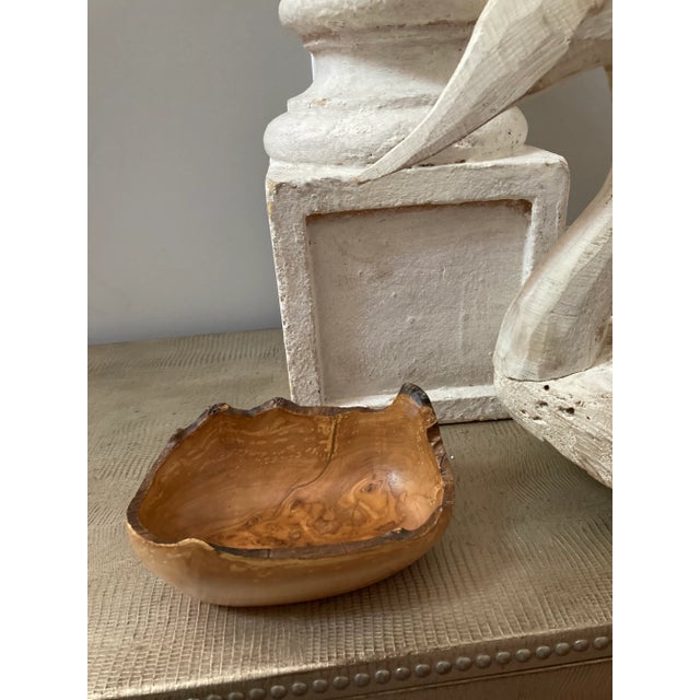 Brown 1960s Handcrafted Artisan Olive Wood Bowl For Sale - Image 8 of 9