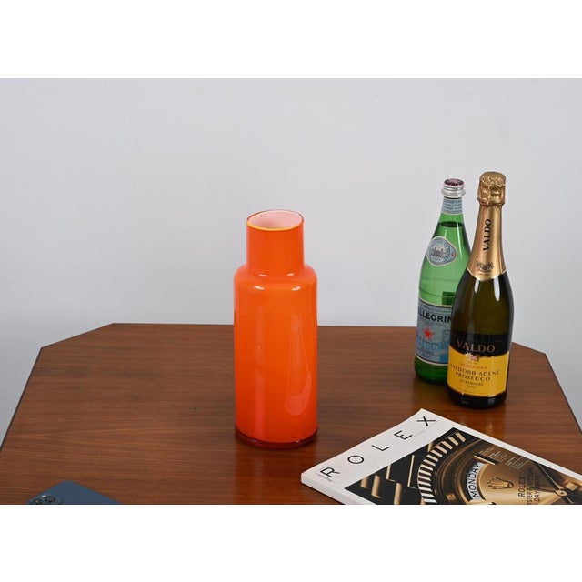 Mid-Century Cased Vase in Orange Murano Glass, Italy, 1970s For Sale - Image 9 of 14