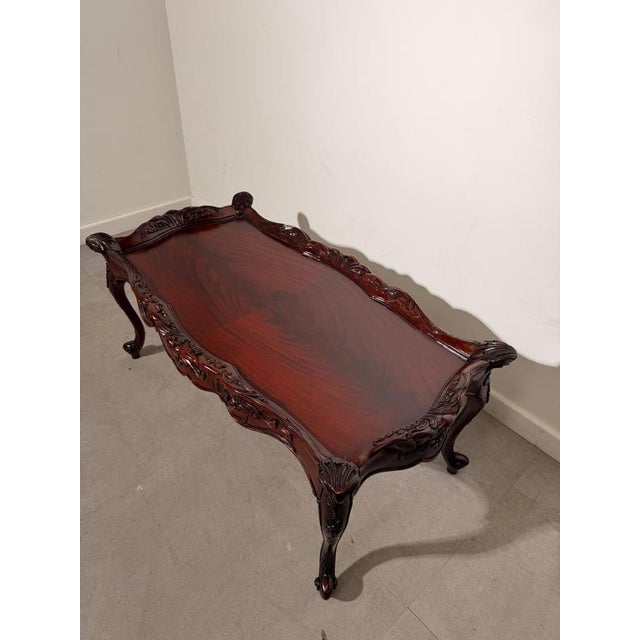 Antique Rococo Revival Carved Mahogany Coffee Table For Sale - Image 4 of 5