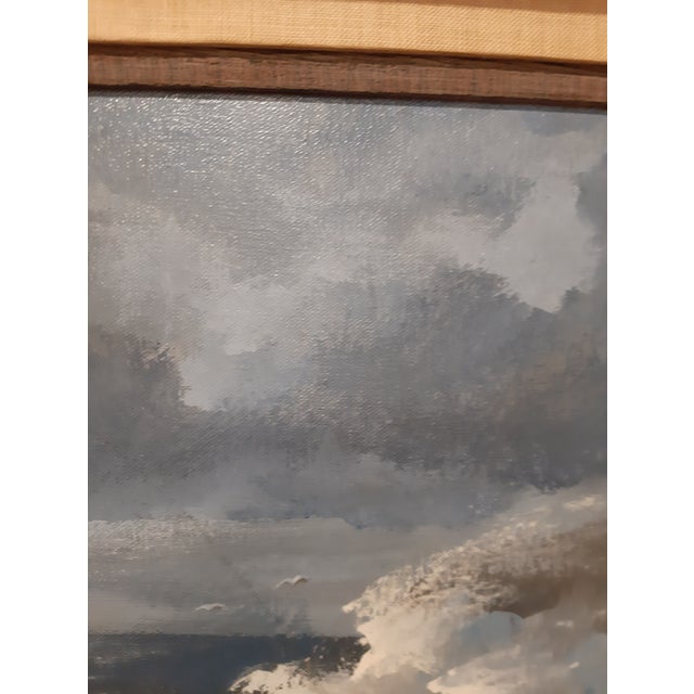 1970s 1970s Doug Oliver Painting "Seascape" on Canvas 16"x20" Wood Framed Early Work For Sale - Image 5 of 14