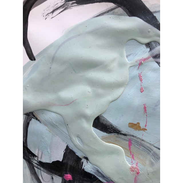 Rich Abstract Painting on Paper: Pinks, Light Greys, Ochres For Sale In Portland, ME - Image 6 of 6