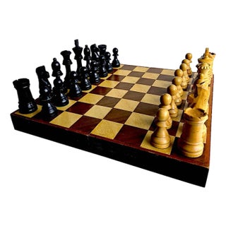 1950s Wood House of Staunton Chess Set, 33 Pieces For Sale