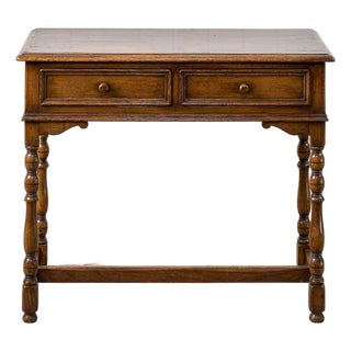 1920s Ipswich Oak Two Drawer Side Table For Sale