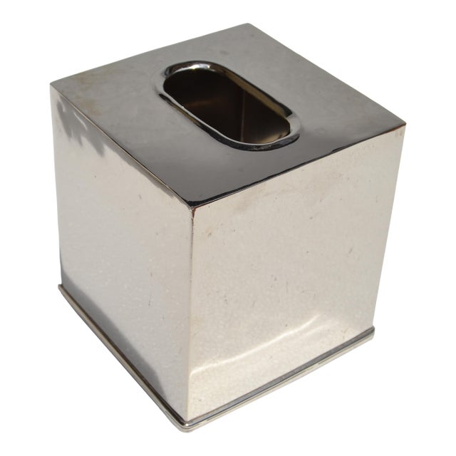 1970s Bohemian Handmade Polished Stainless Steel Over Brass Tissue Box Cover India For Sale