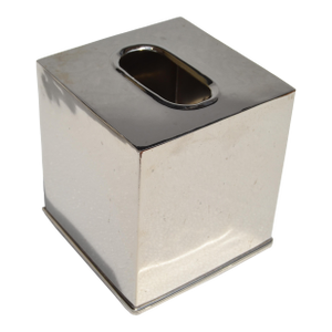 1970s Bohemian Handmade Polished Stainless Steel Over Brass Tissue Box Cover India
