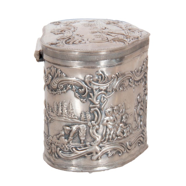 Antique Dutch Repousse Sterling Silver Heart Shaped Trinket Box Tea Caddy 1890 For Sale - Image 13 of 18