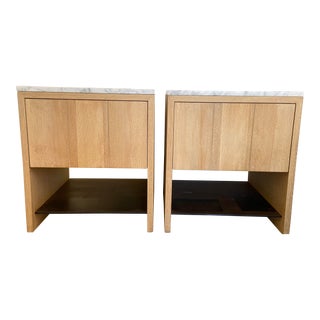 Modern White Oak Nightstands - Set of 2 For Sale