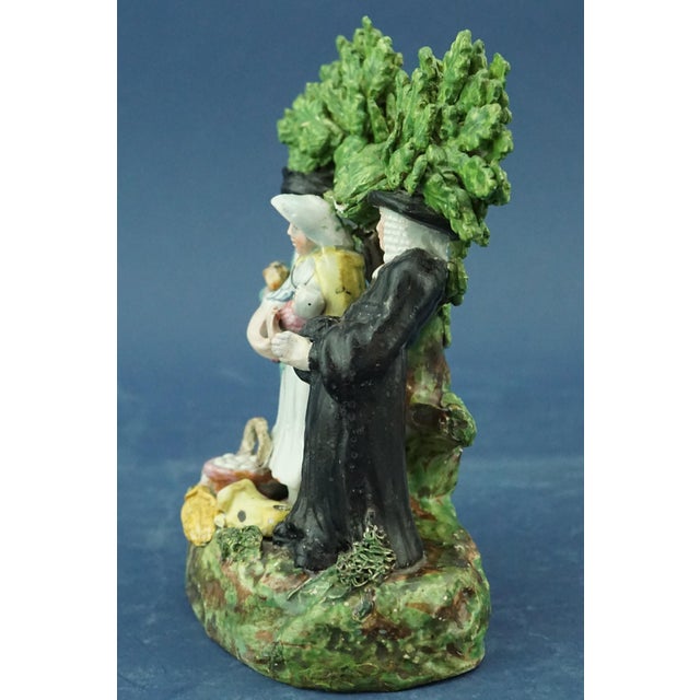 19th Century English Staffordshire Ceramic Sculpture of Peasant Family with Child attributable to John Dale, 1800s For Sale - Image 3 of 18