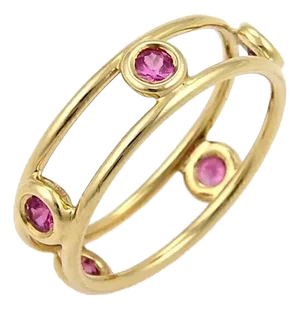Tiffany & Co. Pink Sapphire by the Yard 18k Yellow Gold Band Ring, Size 5.5
