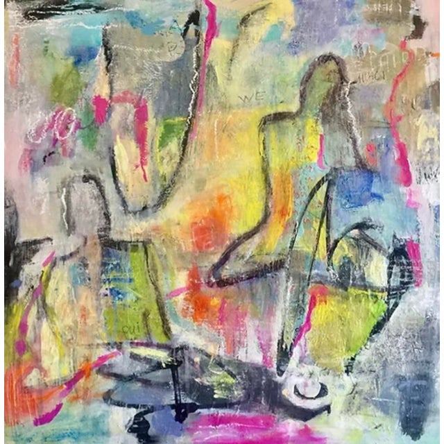 Abstract Abstract Figurative Painting Framed Titled "We" For Sale - Image 3 of 3