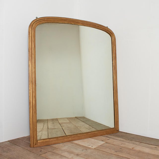 Large Antique Victorian French Overmantle Mirror A fabulous large French wooden and gesso arched top gilt overmantle...