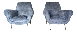 Vintage Grey Lounge Chairs, 1950s, Set of 2