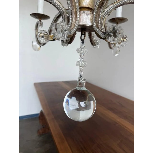 Italian Crystal Beaded Chandelier, Mid-20th Century For Sale - Image 10 of 13