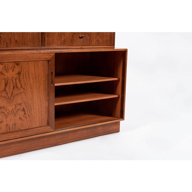 Mid Century Danish Rosewood Bookcase With Drop-Down Secretary Desk For Sale - Image 12 of 18