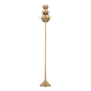 Julie Neill by Visual Comfort Signature Alberto 70" Floor Torchiere in Antique-Burnished Brass For Sale